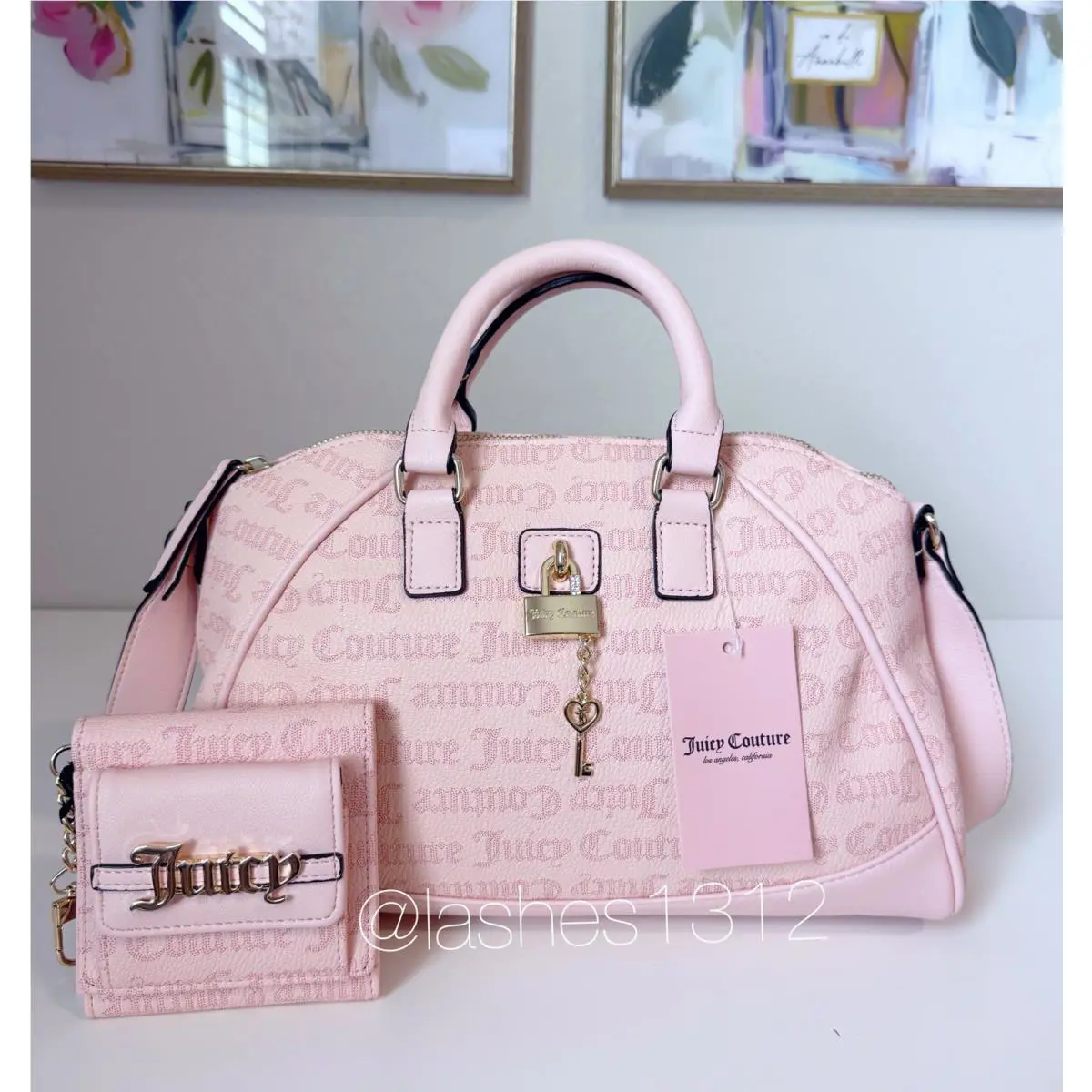 Juicy Couture Bag East Side West Side Satchel Wallet Set - Pink Macaroon