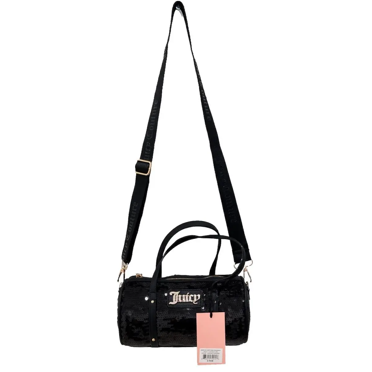 Juicy Couture Queen Everything Black Licorice Sequins Mini 8” Barrel Crossbody
