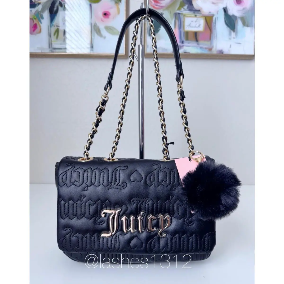 Juicy Couture Purse Say My Name Flap Crossbody - Black