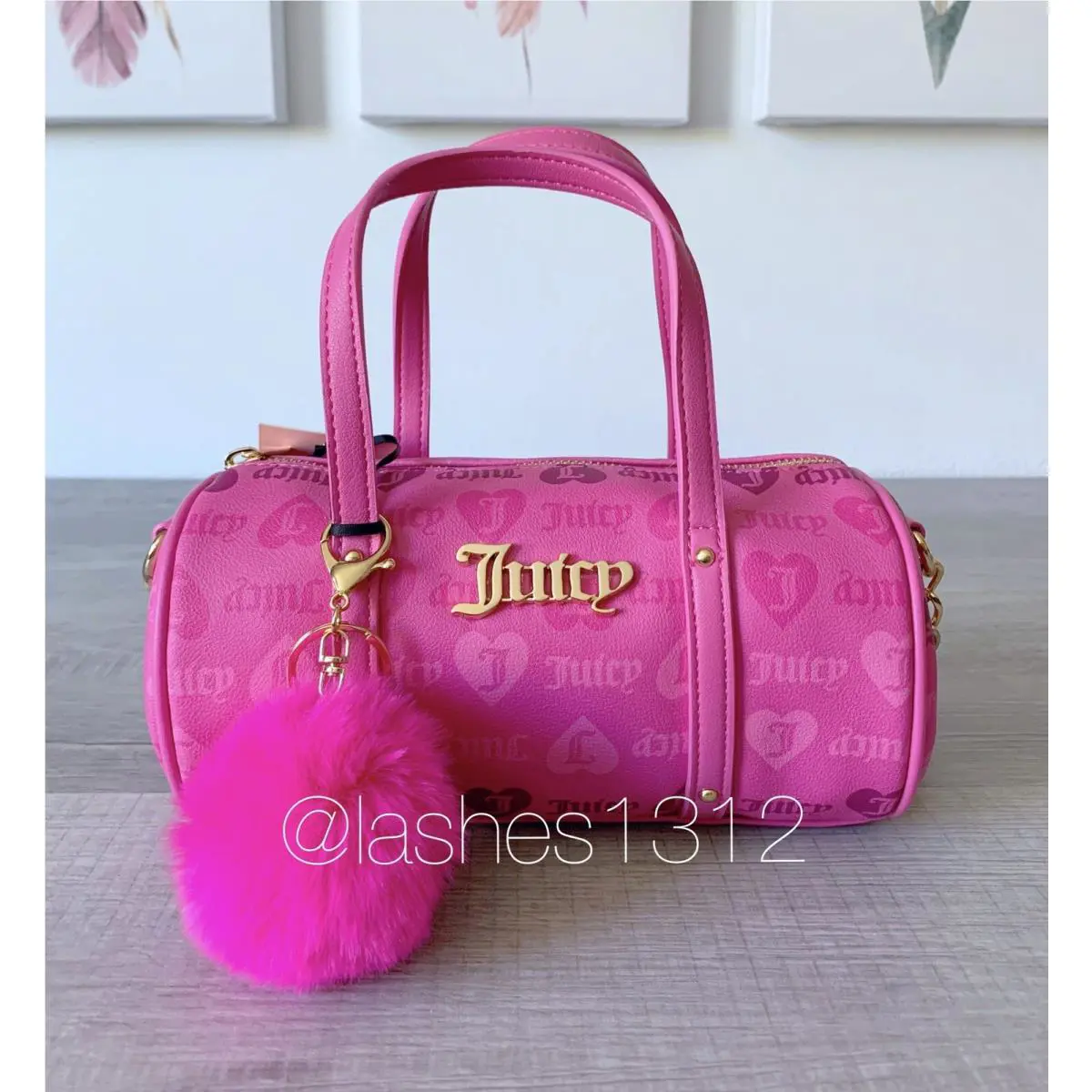 Juicy Couture Crossbody Bag Mini Barrel - Pink with Hearts