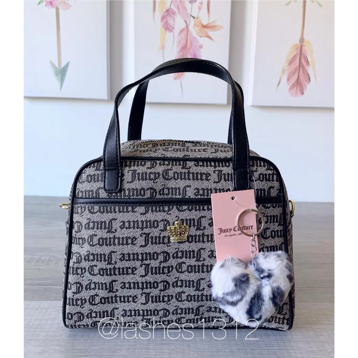 Juicy Couture Bag Crown Royal Crossbody Satchel - Black