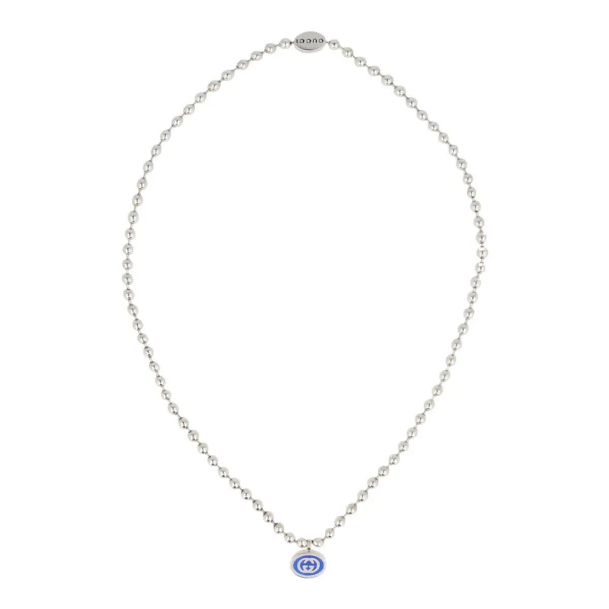 Gucci Womens Sterling Silver Interlocking G Boule Necklace