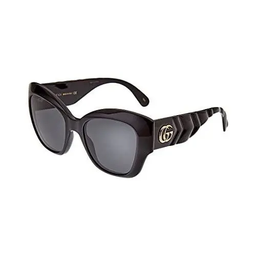Gucci Women`s Matelasse Rounded Cat Eye Sunglasses Shiny Black One Size