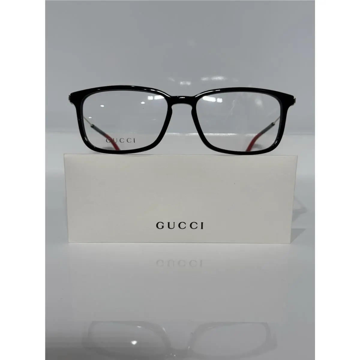 Gucci 1056OA 001 Black Acetate Gold Temples Unisex Eyeglasses 56mm