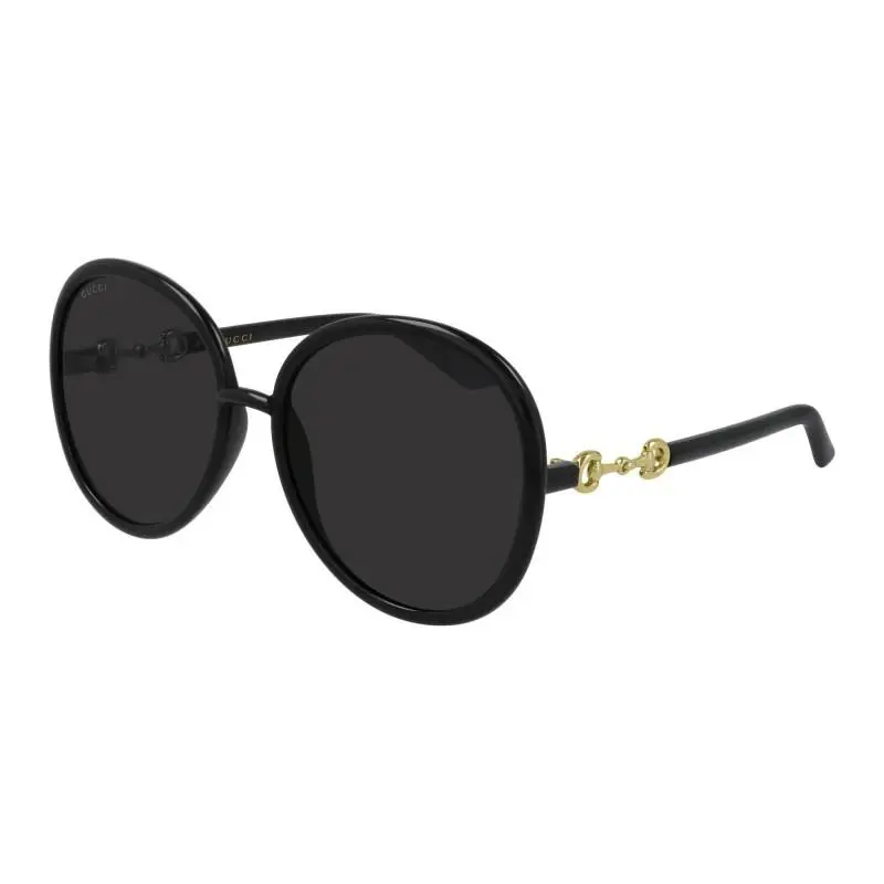 Gucci GG0889S-001 Round Sunglasses Black/grey 61-18-140 - Frame: Black, Lens: Gray