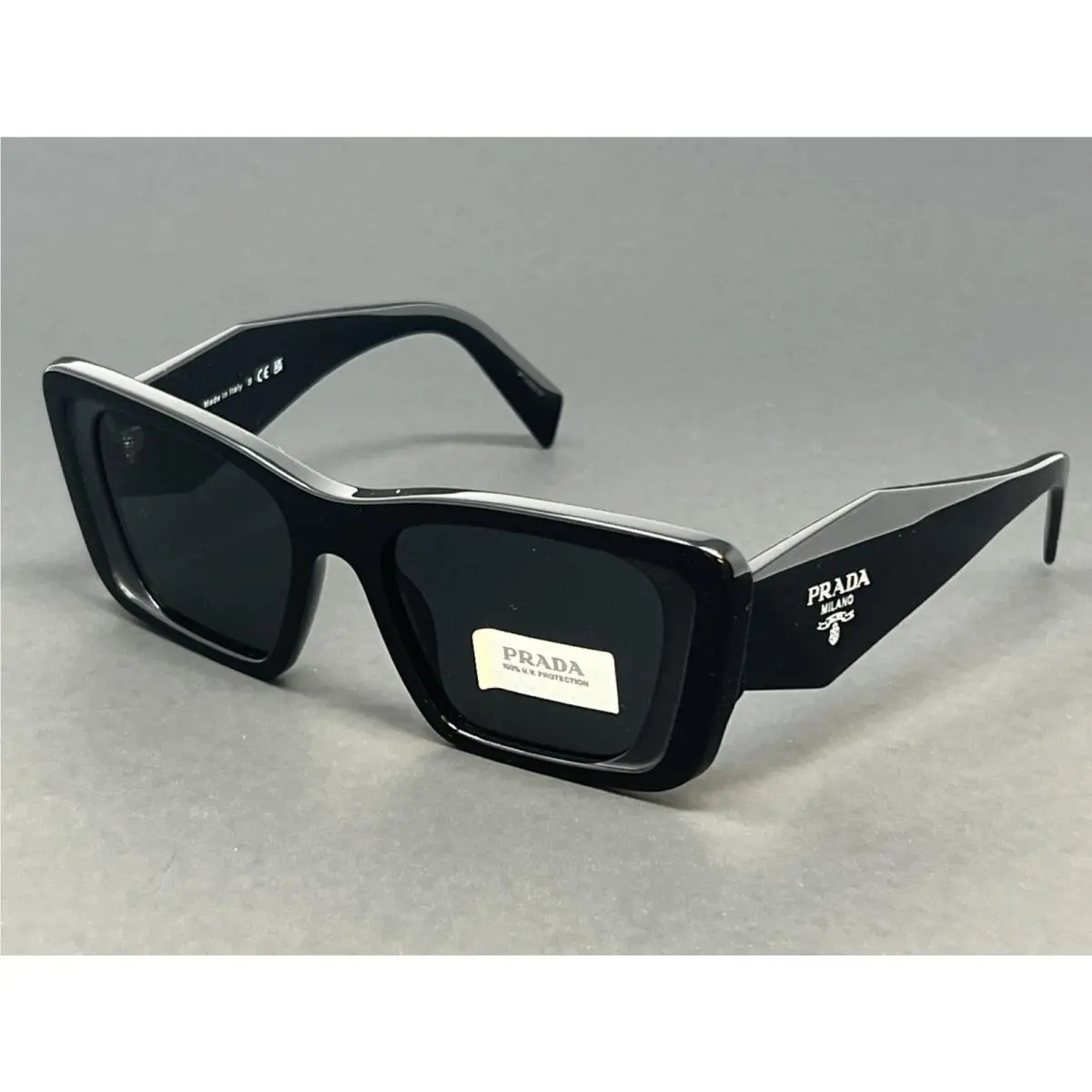 Prada PR08YS 1AB5S0 Black 51mm Dark Gray Lens Women`s Sunglasses Italy