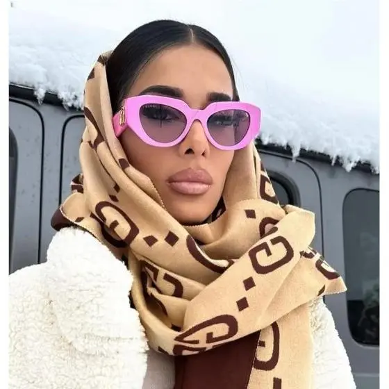 Gucci GG1421S 004 Women Pink Oval Sunglasses Gucci
