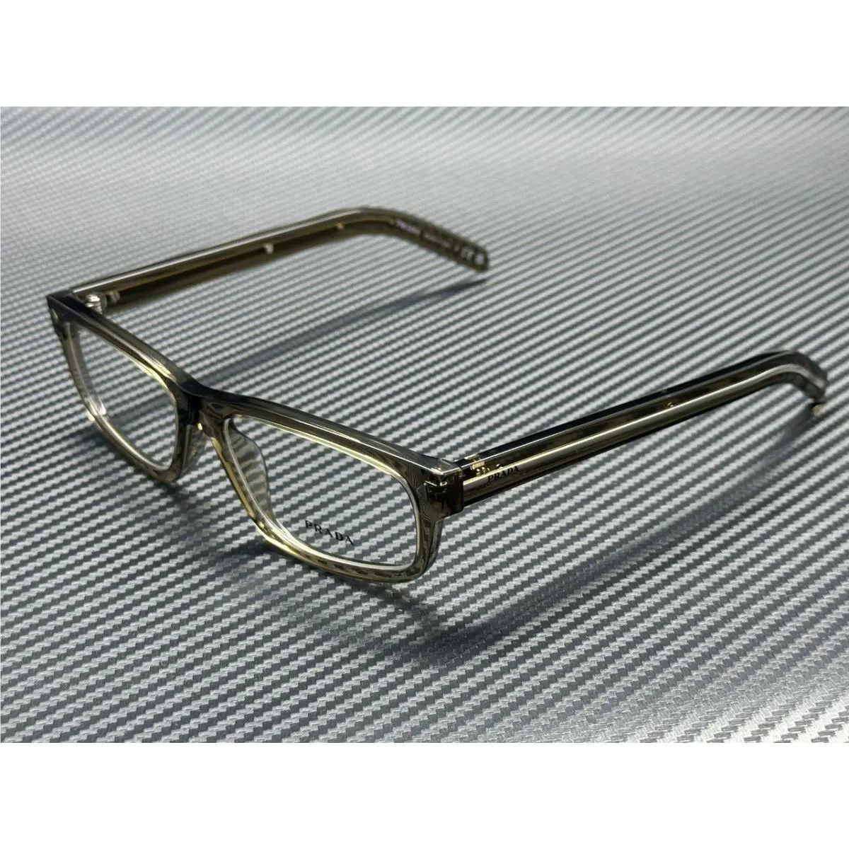 Prada PR B02V 18T1O1 Transparent Brown Men`s 57 mm Eyeglasses