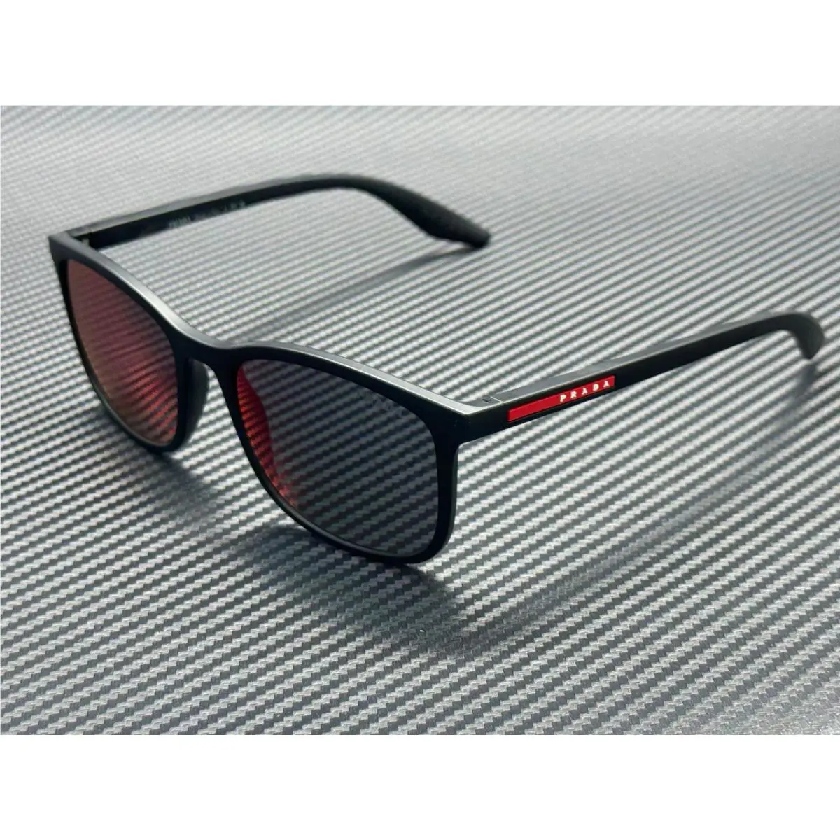 Prada Linea Rossa PS A08S 1BO08F Matte Black Red Mirror Men`s 56 mm Sunglasses