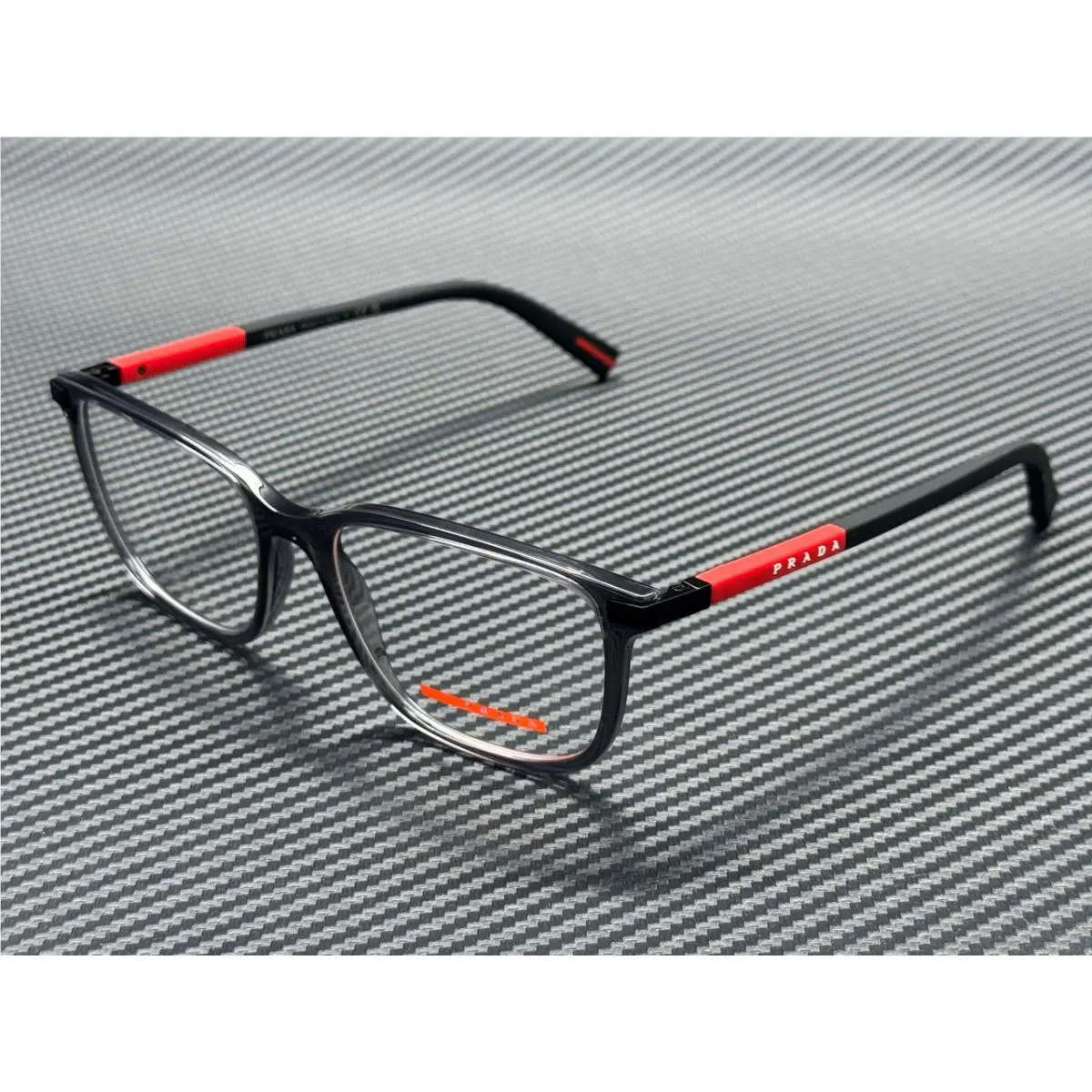Prada Linea Rossa PS 02RV 01D1O1 Transparent Anthracite Men`s 56 mm Eyeglasses
