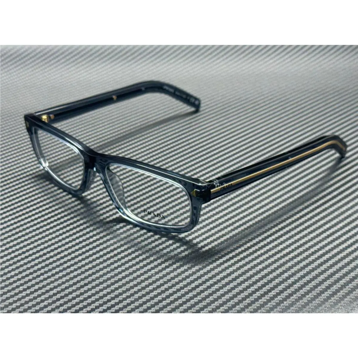 Prada PR B02V 17T1O1 Transparent Ocean Men`s 57 mm Eyeglasses