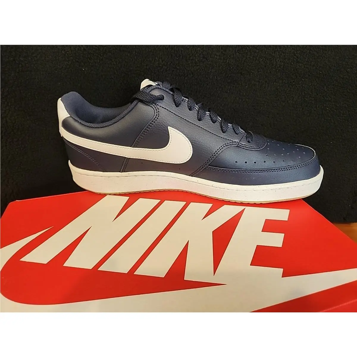 Nike Men`s Court Vision Low Sneakers Size 12 Obsidian/white FZ5547-400