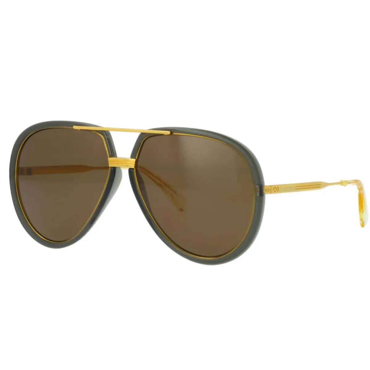 Gucci GG0904S 001 61mm Gray Gold Oversized Aviator Sunglasses Italy - Frame: Gray, Lens: Gray