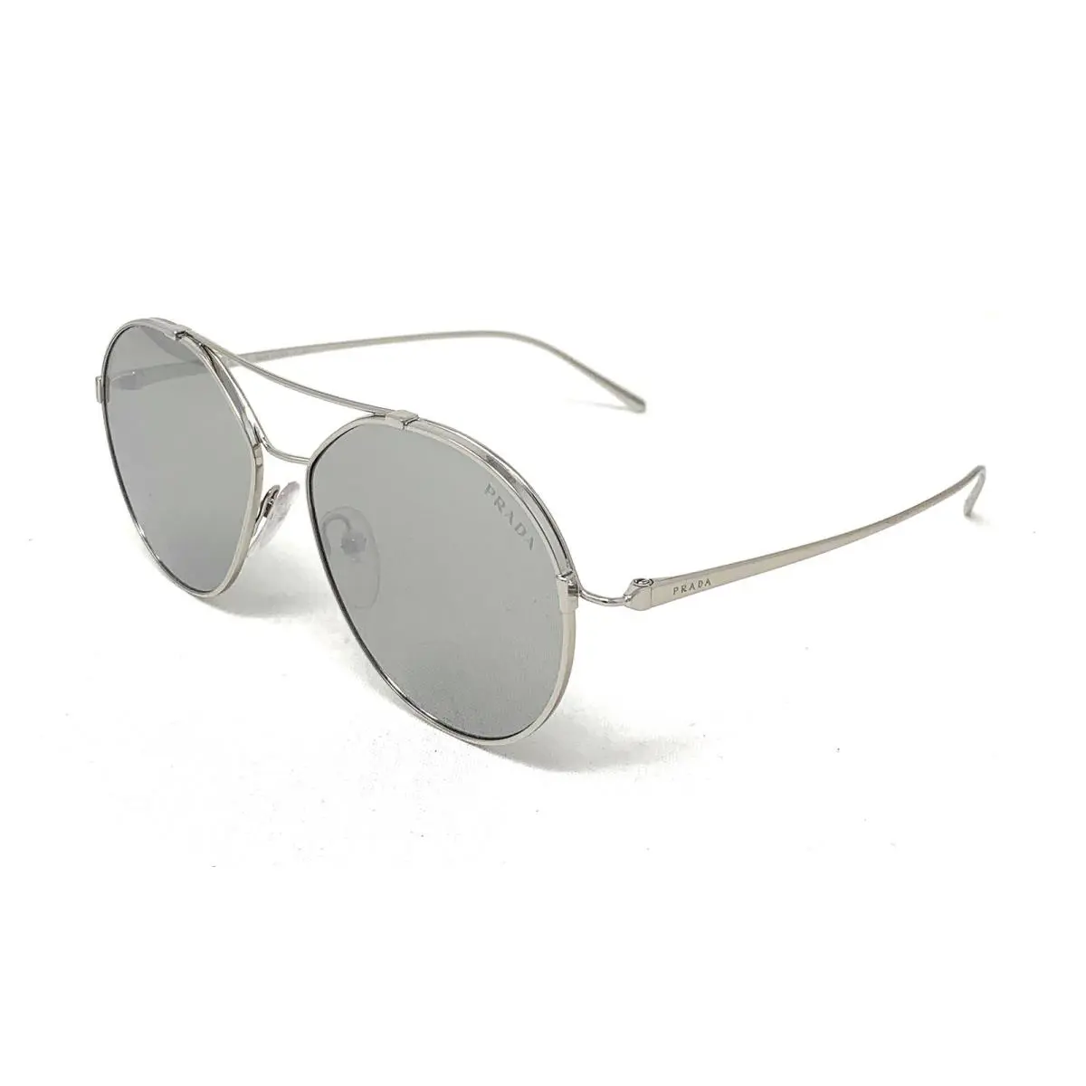 Prada Unisex Round Sunglasses Spr 56U 1BC-2B0 Grey Silver Mirror 55mm