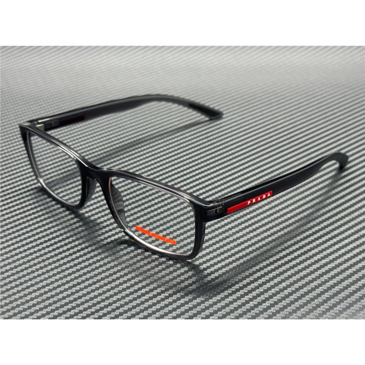 Prada Linea Rossa PS 06RV 01D1O1 Transparent Grey Men`s 55 mm Eyeglasses