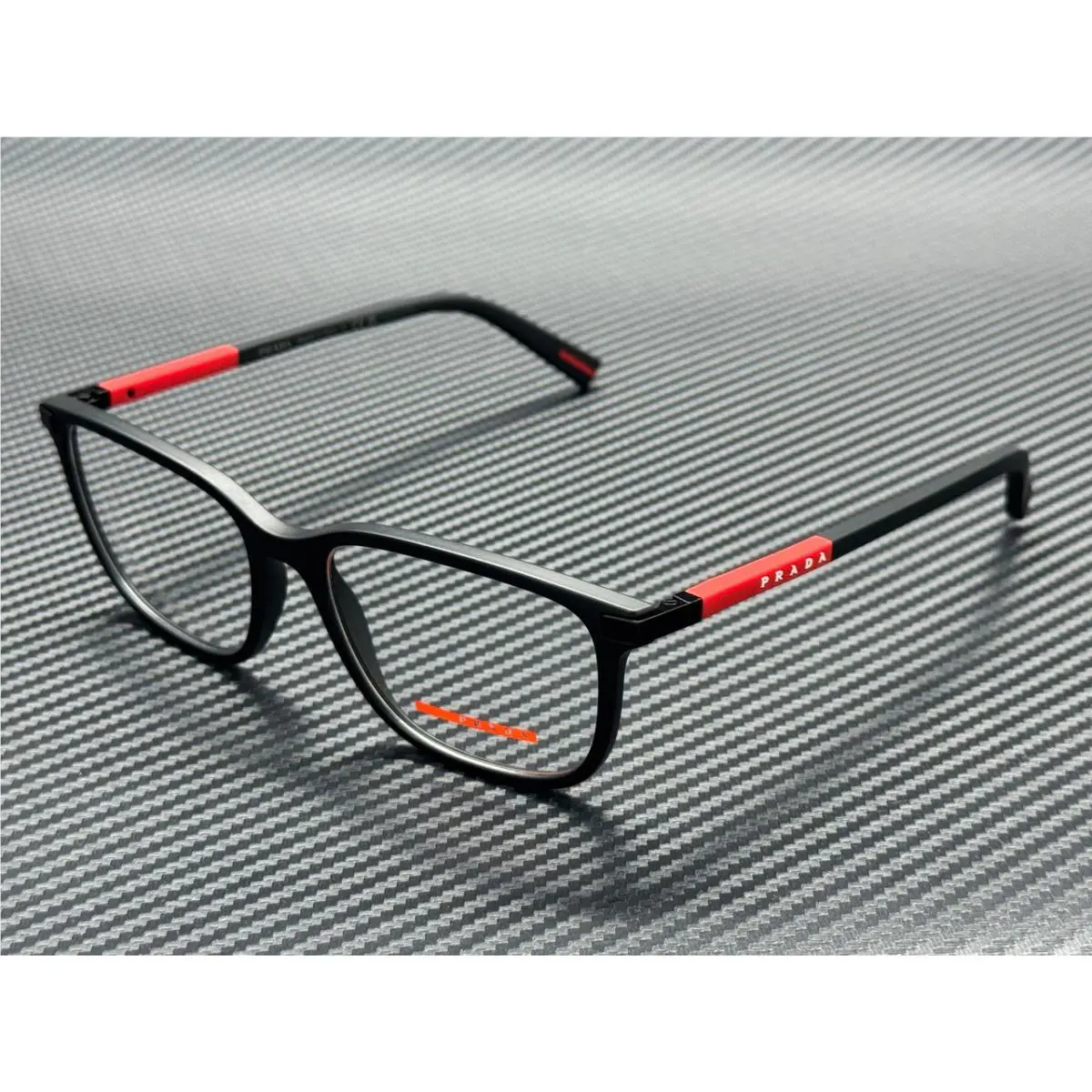 Prada Linea Rossa PS 02RV DG01O1 Black Rubber Men`s 56 mm Eyeglasses