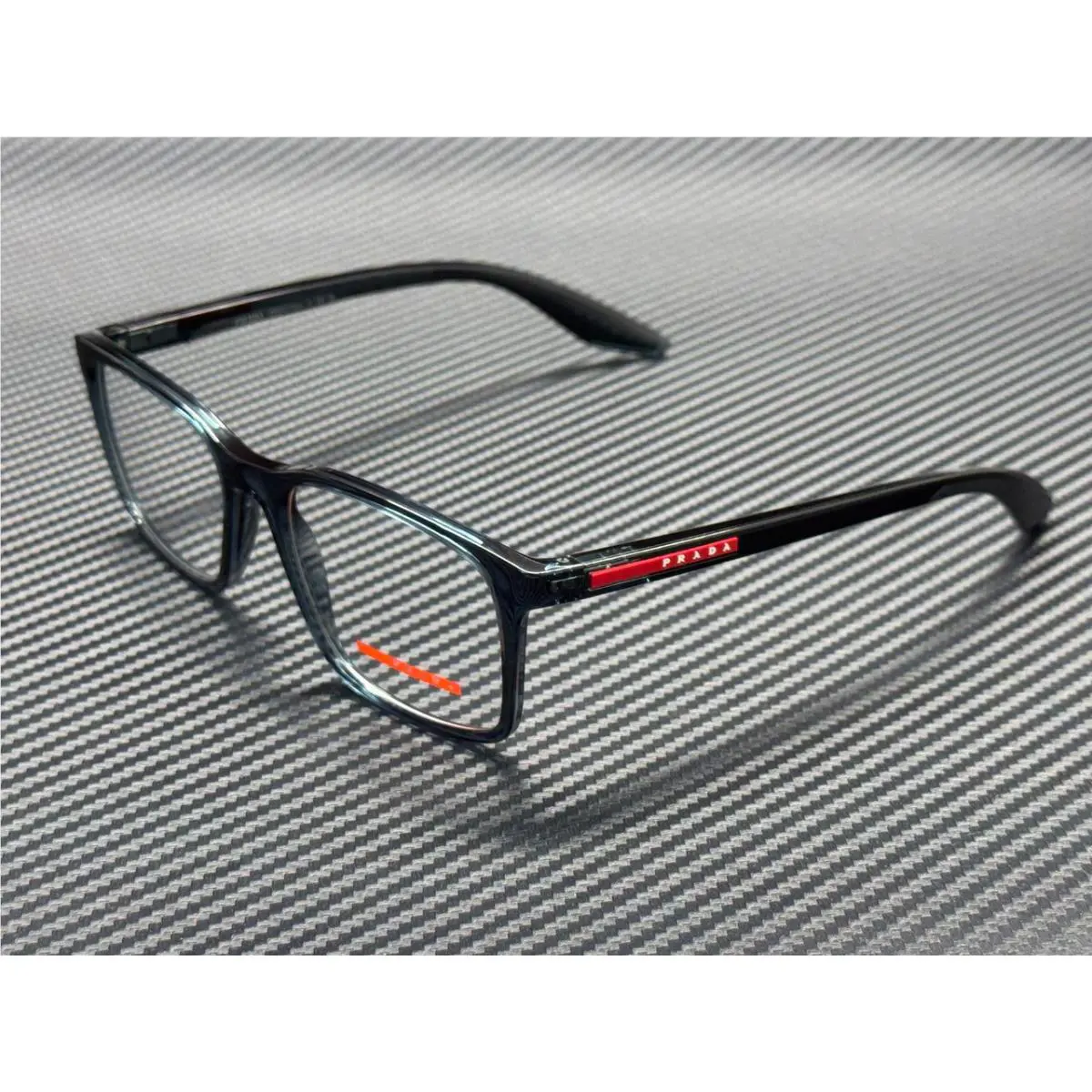 Prada Linea Rossa PS 08RV CZH1O1 Transparent Azure Men`s 54 mm Eyeglasses