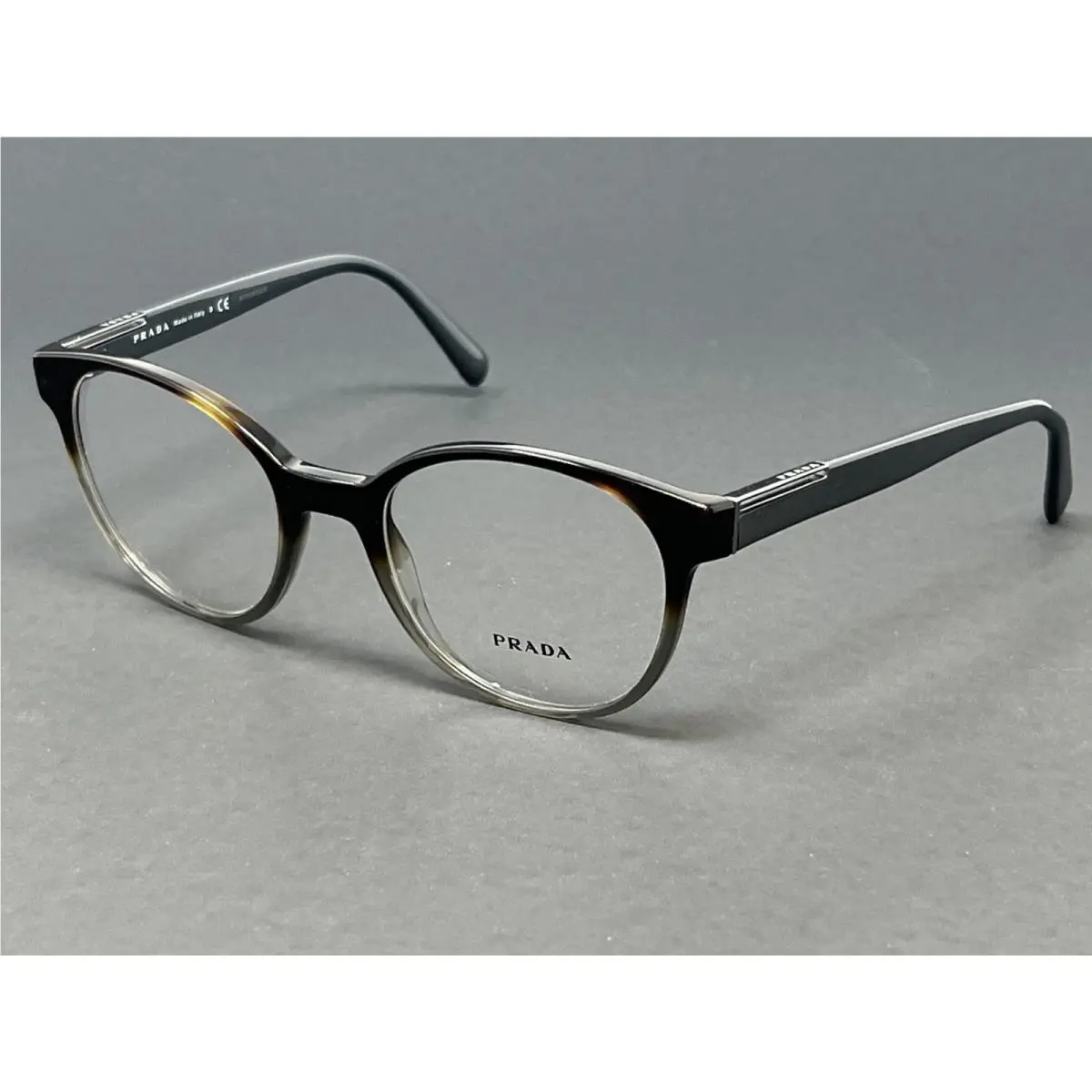 Prada PR10UV C7O1O1 Havana Gradient Grey 54mm Plastic Round Men`s Eyeglasses