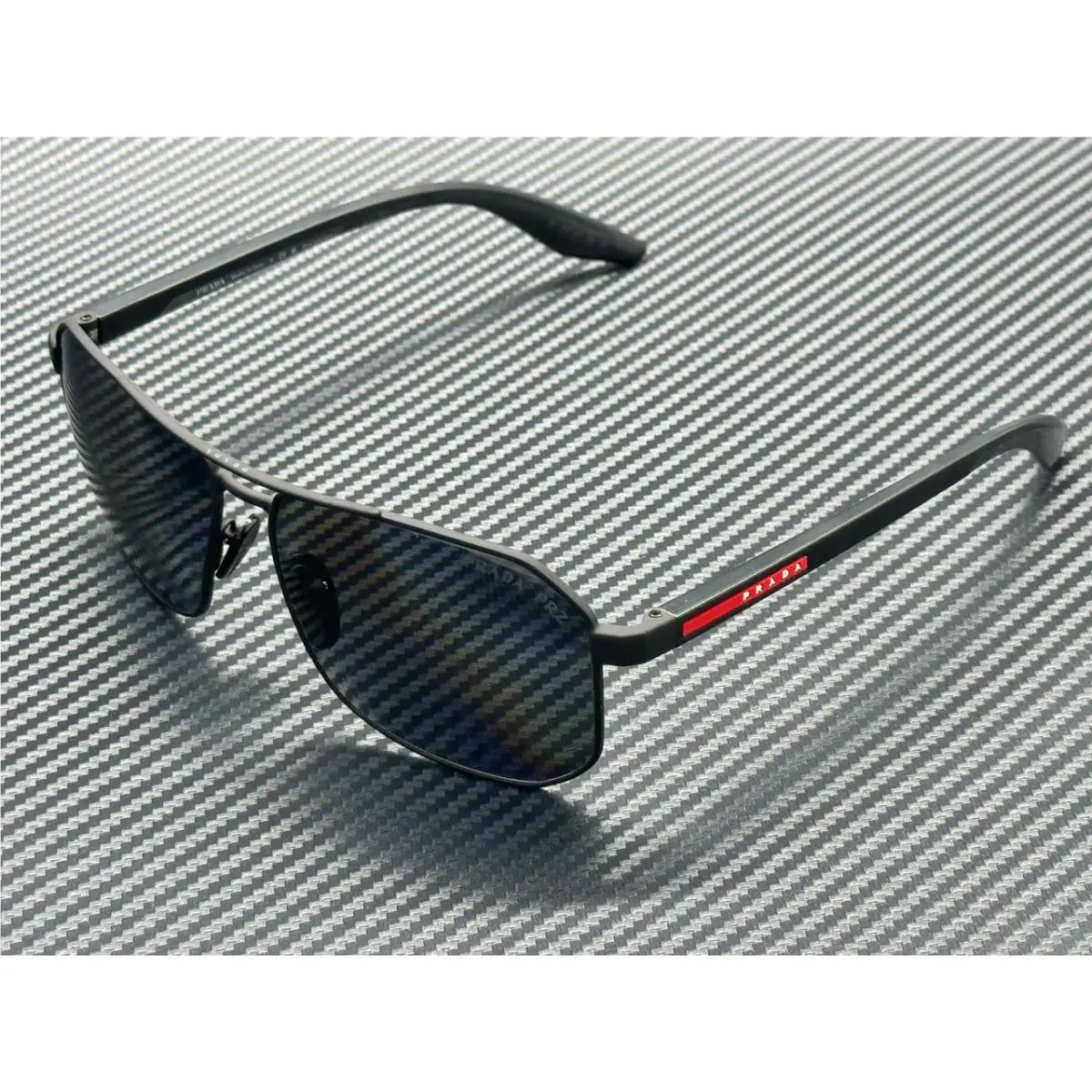 Prada Linea Rossa PS A53S DG05Z1 Rubber Black Grey Polarized Men`s 62 mm Sunglas