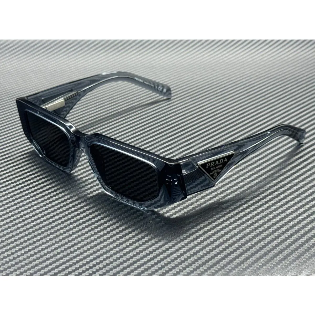 Prada PR 09ZS 17T08Z Transparent Ocean Grey Men`s 54 mm Sunglasses