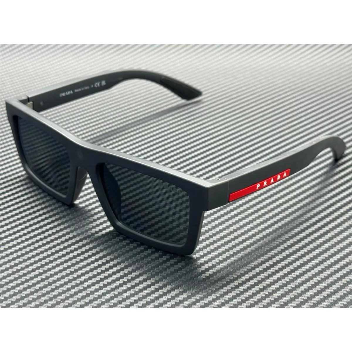Prada Linea Rossa PS A07S 18K60A Matte Grey Mirror Men`s 55 mm Sunglasses