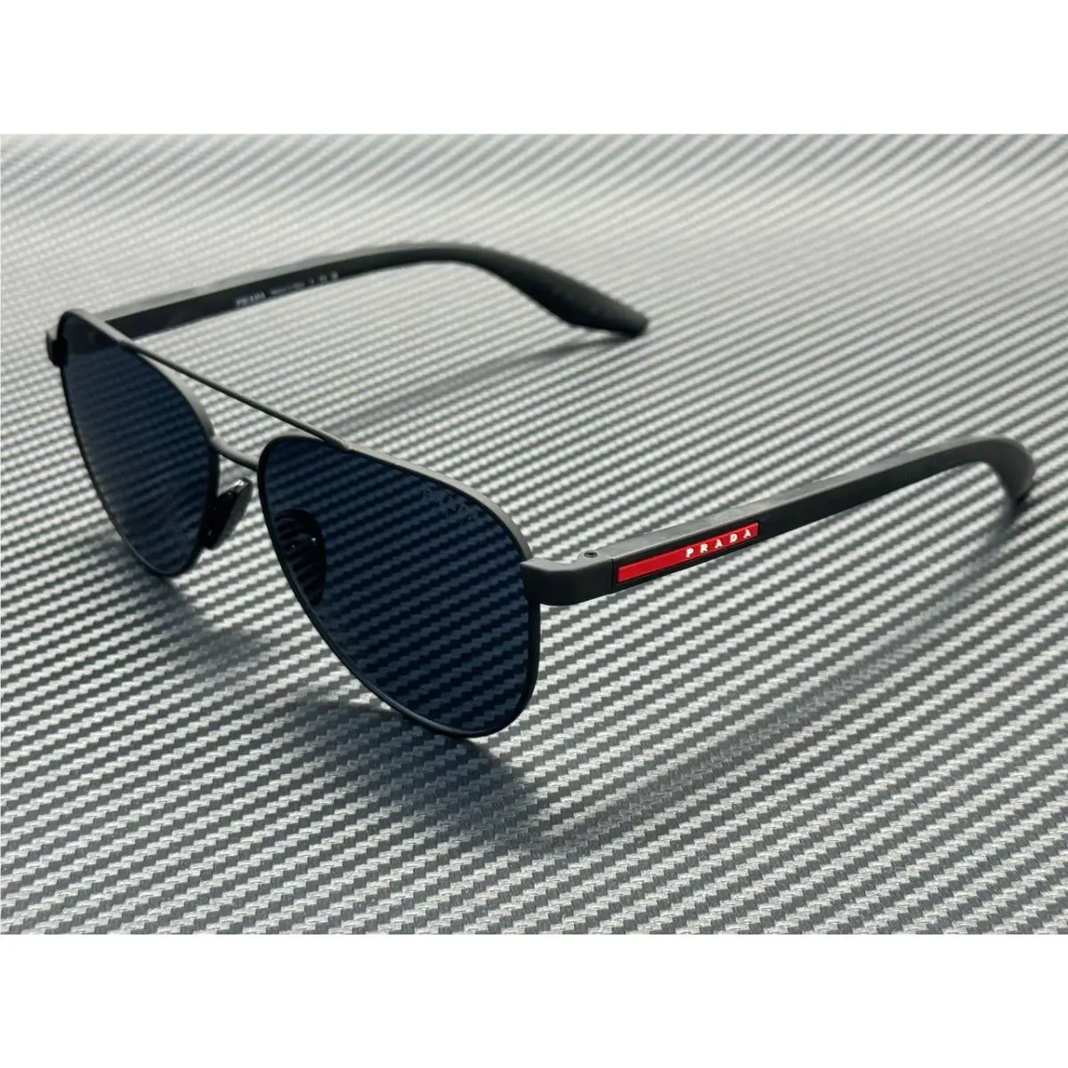 Prada Linea Rossa PS A52S DG005U Black Rubber Blue Mirror Violet Men`s 58 mm Sun