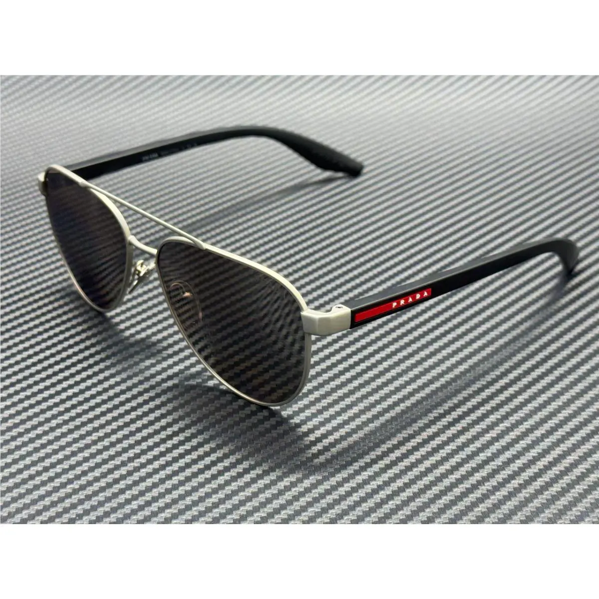 Prada Linea Rossa PS A52S 18X80I Matte Grey Silver Mirror Men`s 58 mm Sunglasses