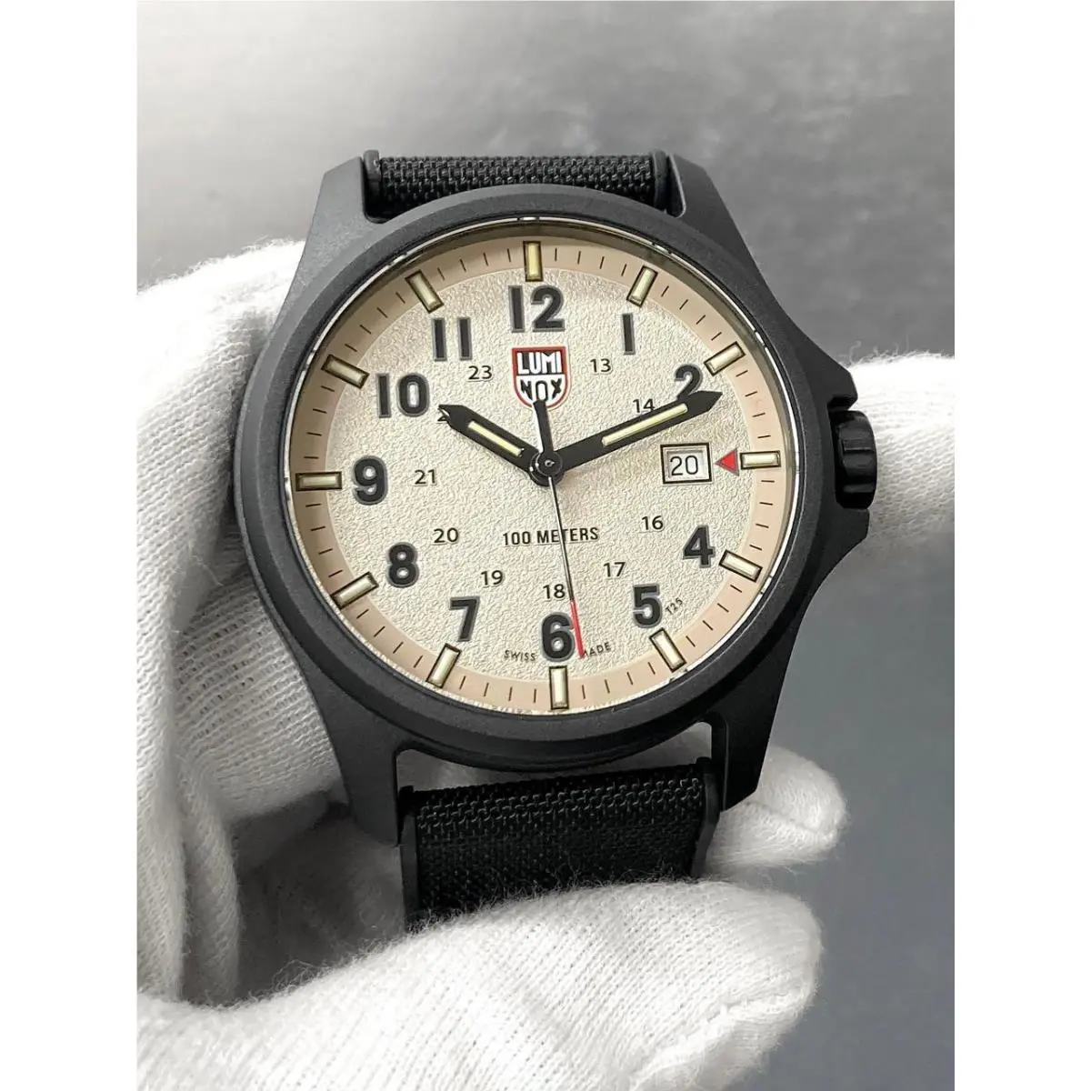 Luminox Atacama Field Quartz 43mm Sand Dial Men`s Watch XL.1971.SET - Dial: Sand, Band: Silver, Bezel: Black