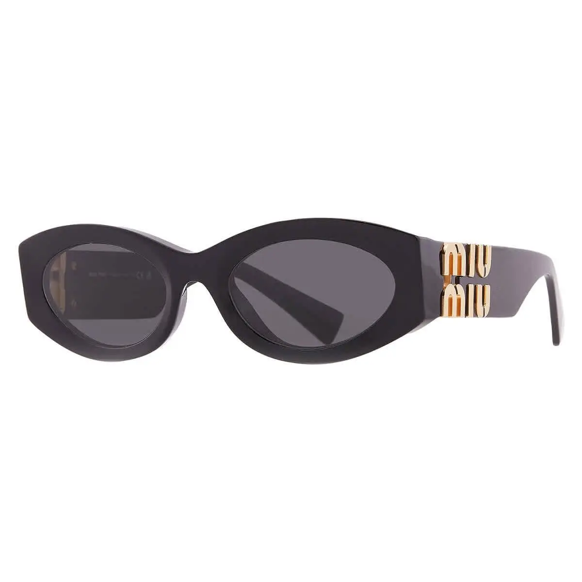 Miu Miu Black Oval Ladies Sunglasses MU 11WS 1AB5S0 54 MU 11WS 1AB5S0 54