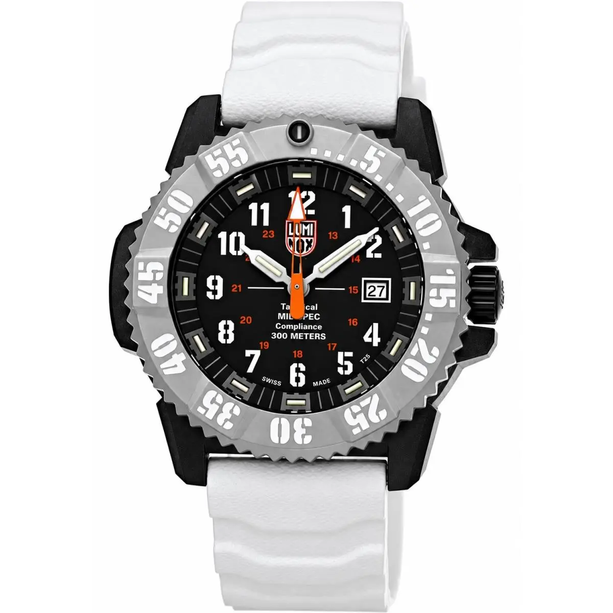 Mil-spec 46mm Men`s Military Dive Watch White Rubber XL.3359.SET by Luminox