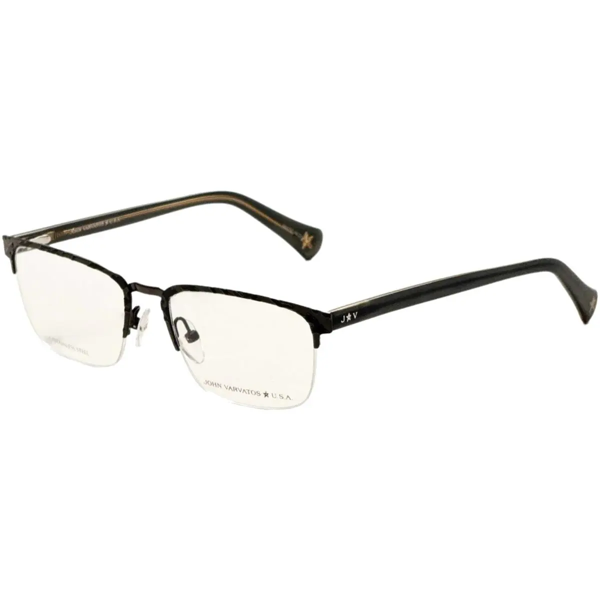 John Varvatos Men`s Splatter Semi-rimless Rectangle Eyeglass Frames VJVC007530B