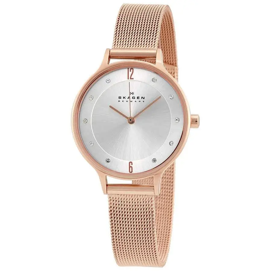 Skagen Anita Silver Dial Rose Gold-tone Ladies Watch SKW2151 - Silver, Dial: Silver, Band: Rose Gold-tone