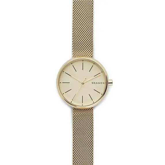 Skagen Signature SKW2614 Gold Steel Bracelet 30mm Case Women`s Watch - Dial: Gold, Band: Gold, Bezel: Gold