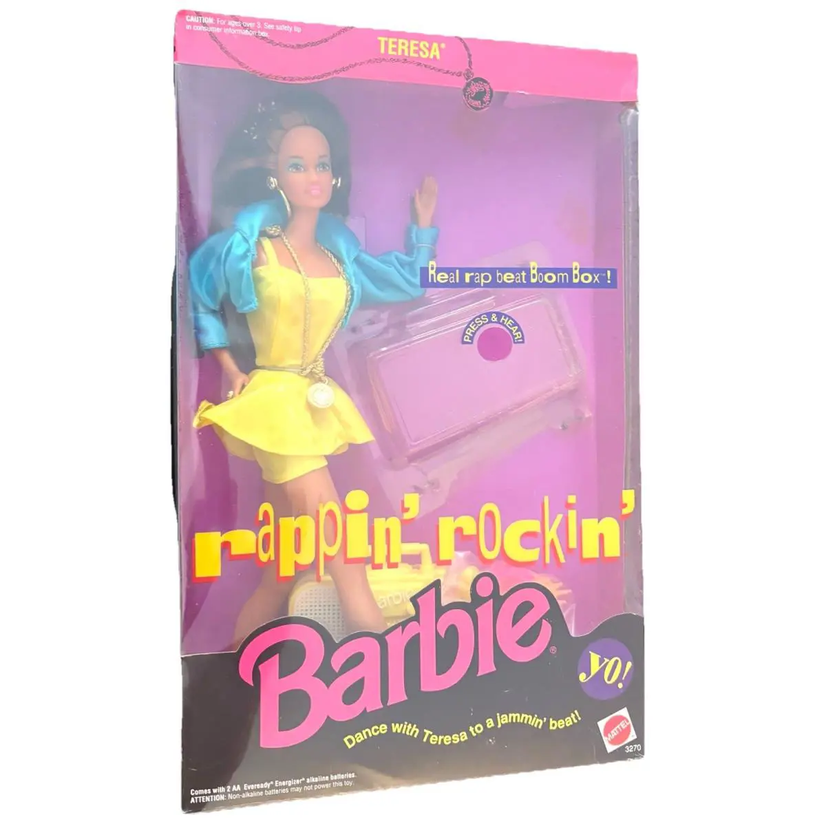 Vintage 1991 Rappin Rockin Teresa Barbie Doll 3270 Boom Box Loose