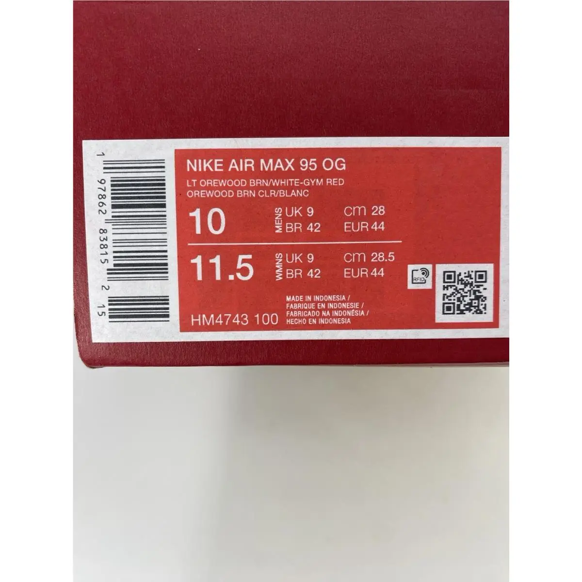 Nike shoes - Nike Air Max 95 - Air Max - HM4743 100 - LT Orewood Brn/White Gym Red (UPC: 197862838152) 8