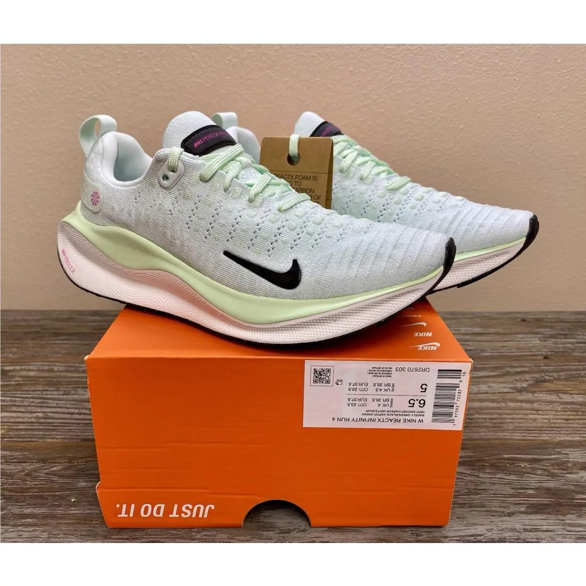 Nike Reactx Infinity Run 4 Barely Green Mint Shoes DR2670 303 Women`s Size 6.5