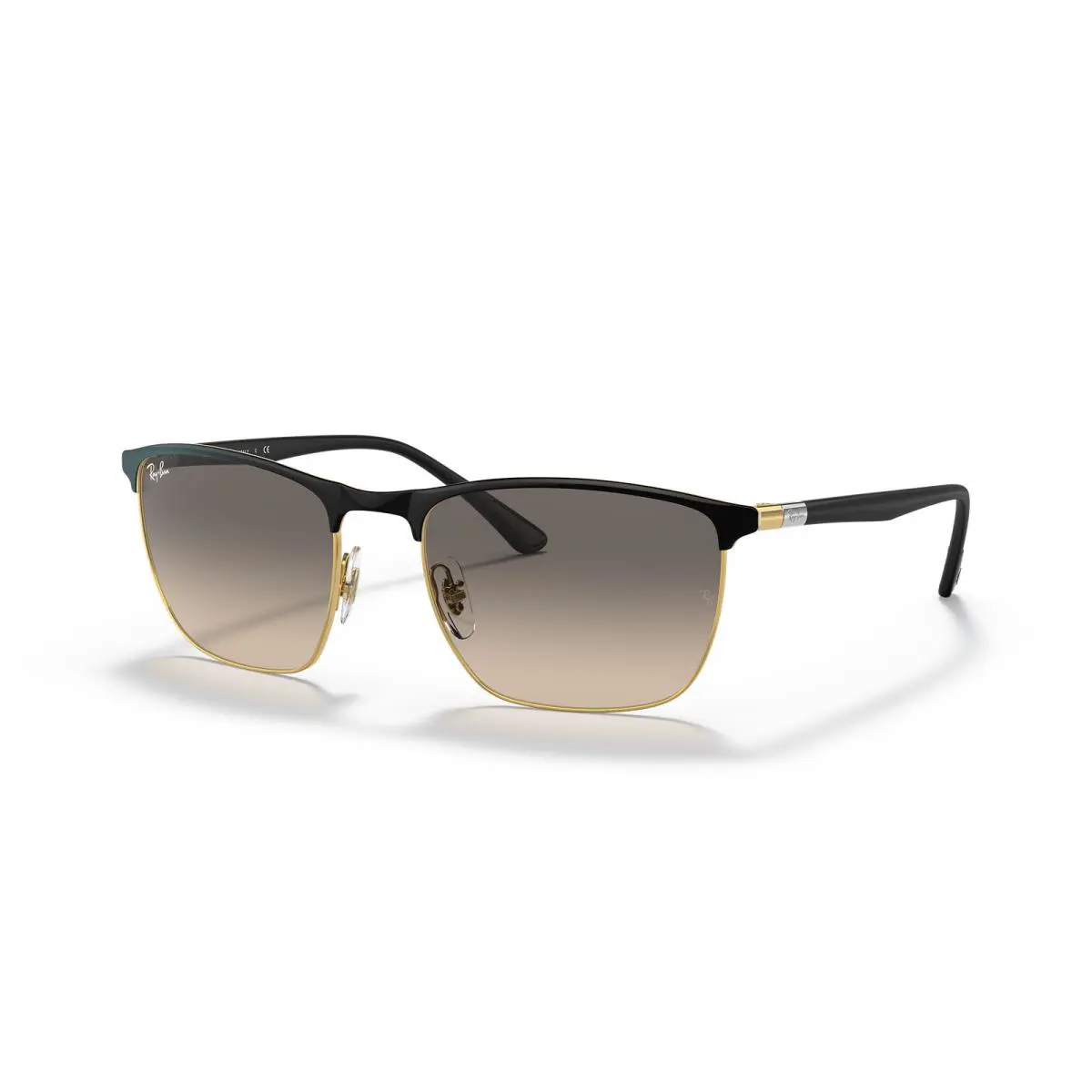 Ray-ban RB3686 Polished Black On Gold/clear Grey Gradient 57 mm Sunglasses by Ray-Ban