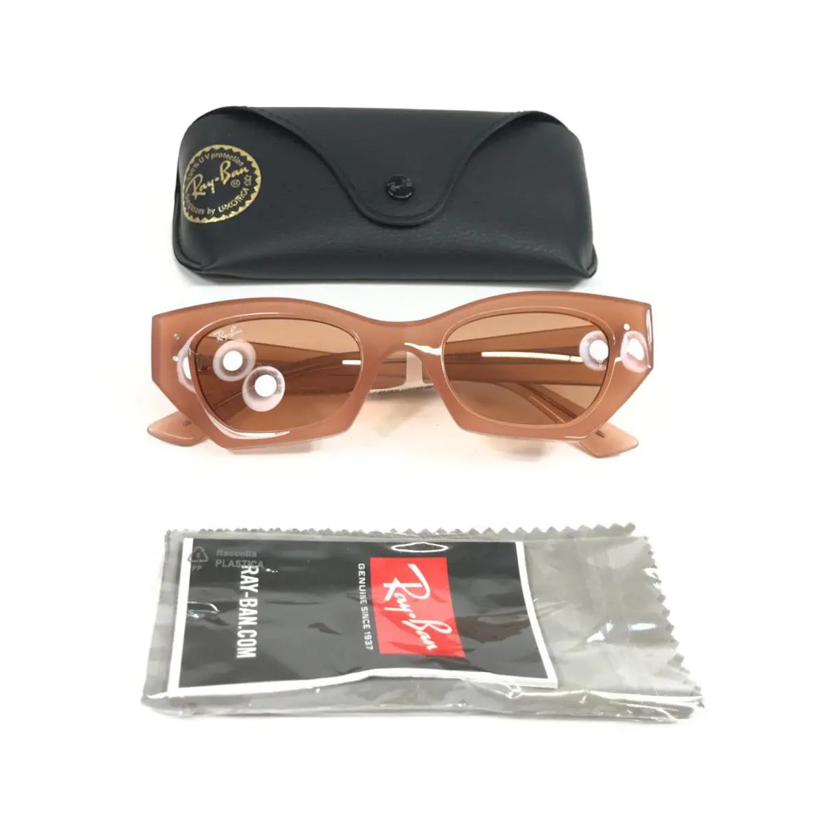 Ray-ban Sunglasses RB4430 Zena 6778/7 Transparent Apricot Frames w/ Brown Lenses