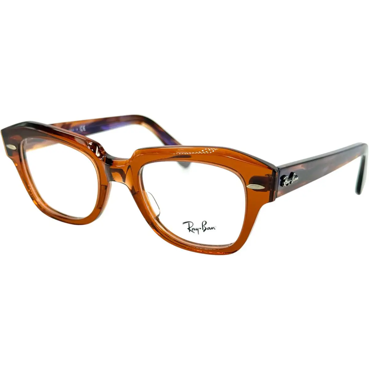 Ray Ban RB5486 State Street Unisex Plastic Eyeglass Frame 8179 Trans Brown 48-20 - Frame: Brown