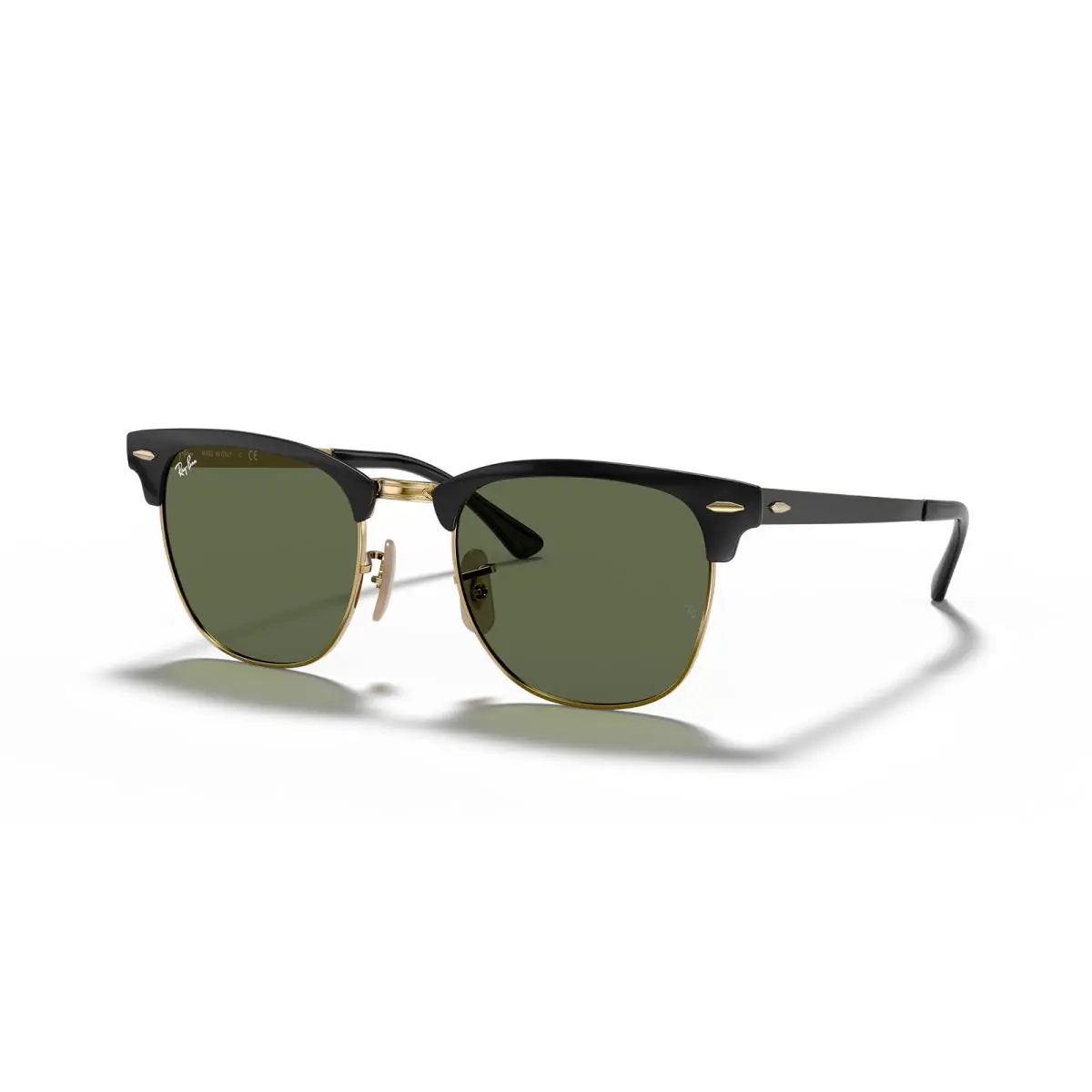 Ray-ban Clubmaster Metal Black On Gold/G-15 Green 51 mm Sunglasses RB3716 187 51 - Polished Black on Gold/Green Classic G-15, Frame: Polished Black on Gold, Lens: Green