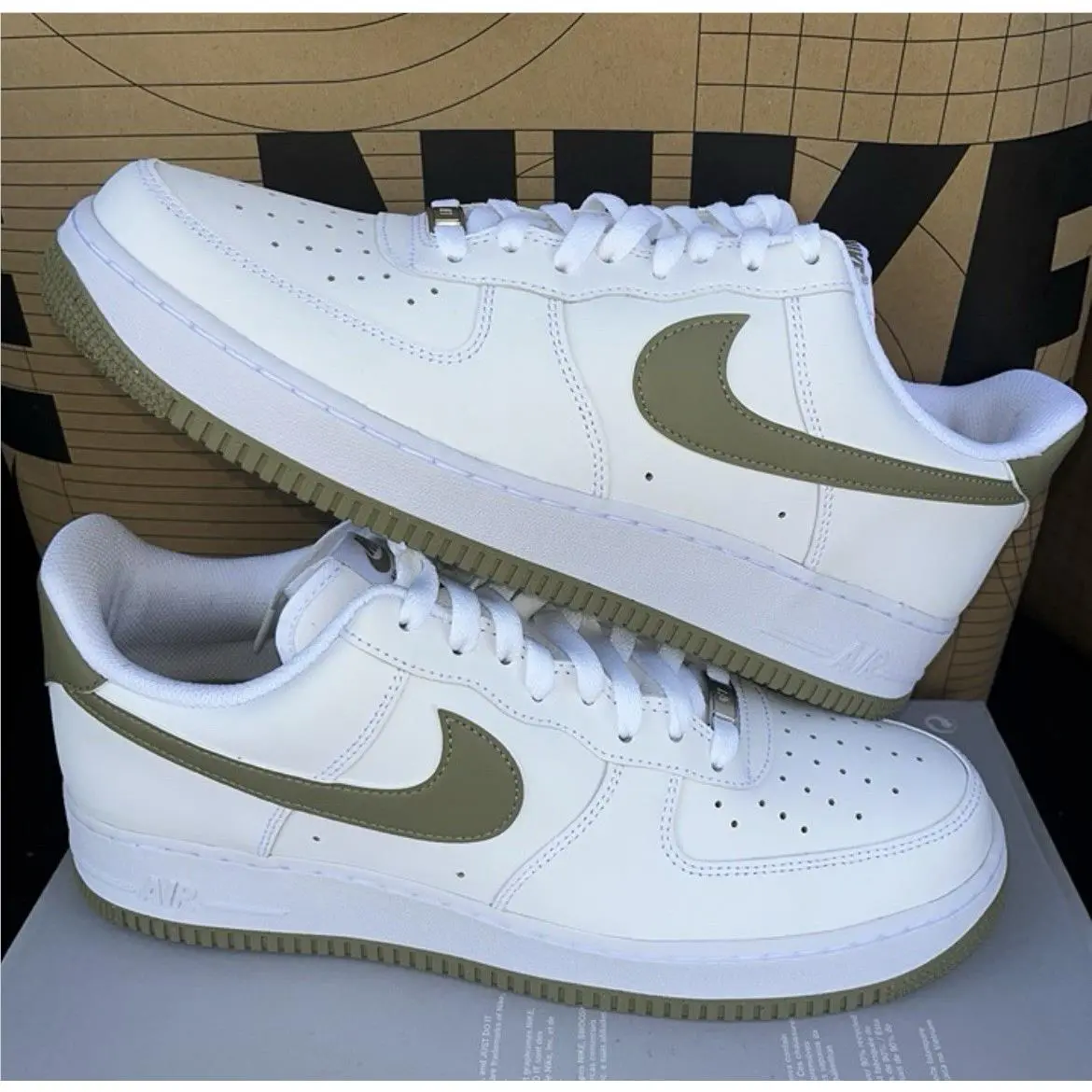 Nike Air Force 1 `07 Shoes White Neutral Olive Nby FJ4146-110 Men`s Size 11