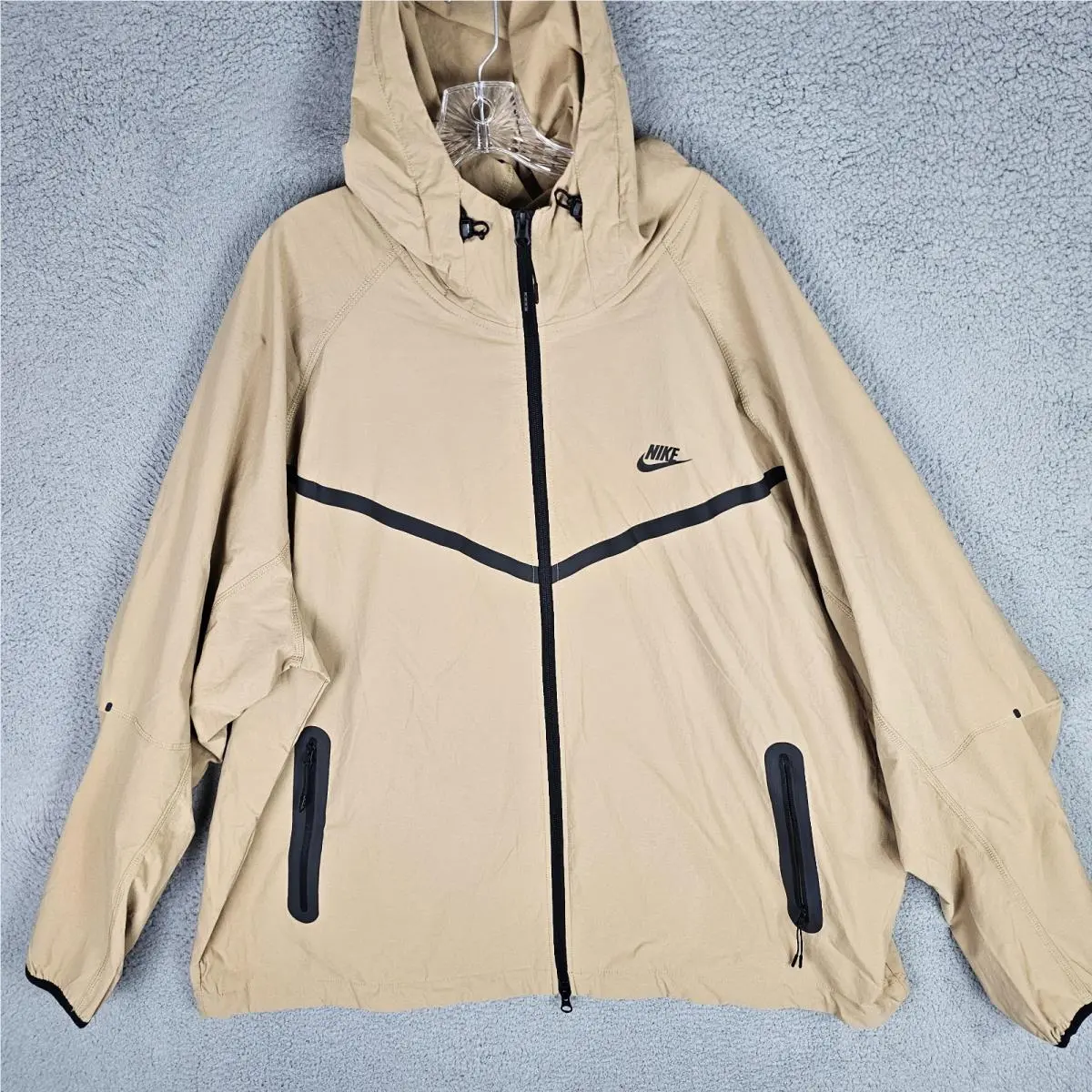 Nike Tech Windrunner Woven Jacket 2XL Hood Khaki Rain Coat HM7151-297 Full Zip