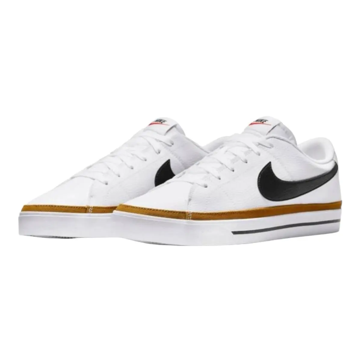 Nike Court Legacy NN Leather Casual Shoes Comfort Sneaker DH3162-100 Men`s Sz 8 - White/Black-Desert Ochre