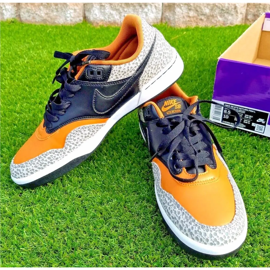 Nike SB Gts Return Prm L Black Monarch/cobblestone Safari Shoes CV6283001 Sz8.5