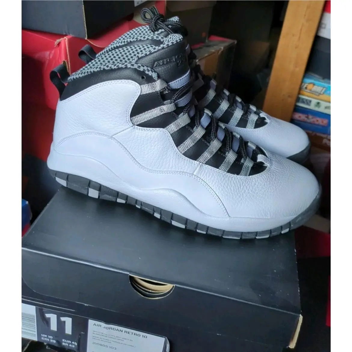Nike Air Jordan X 10 Retro 2013 Men`s Size 11 US Steel White Black DS