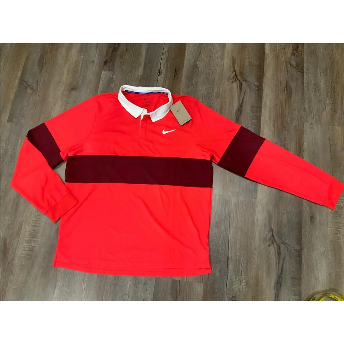 Nike Court Advantage Slam Light Crimson Long Sleeve Polo IB8141-696 Men’s XL