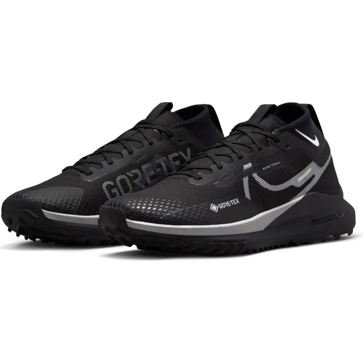 Nike React Pegasus Trail 4 Gtx Gore-tex Black Reflect DJ7926-001 Men`s Size 7.5 - Black