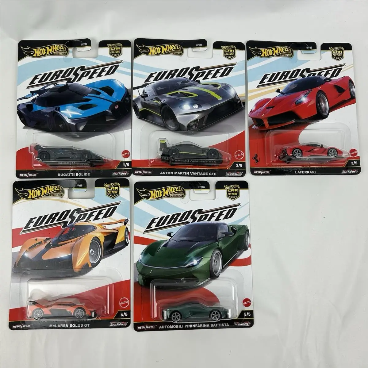 Hot Wheels 1:64 Premium Car Culture Euro Speed L Case Set of 5 Cars FPY86