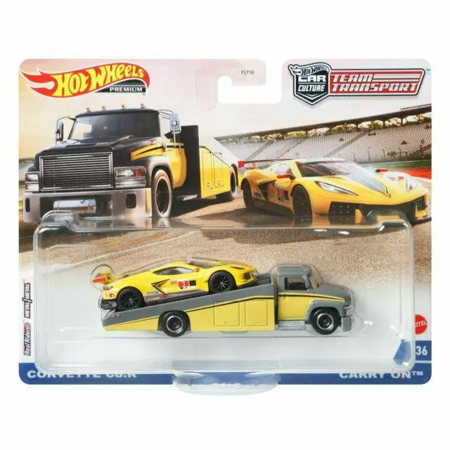 Hot Wheels Premium 36 Car Culture Team Transport Yellow Corvette C8.R