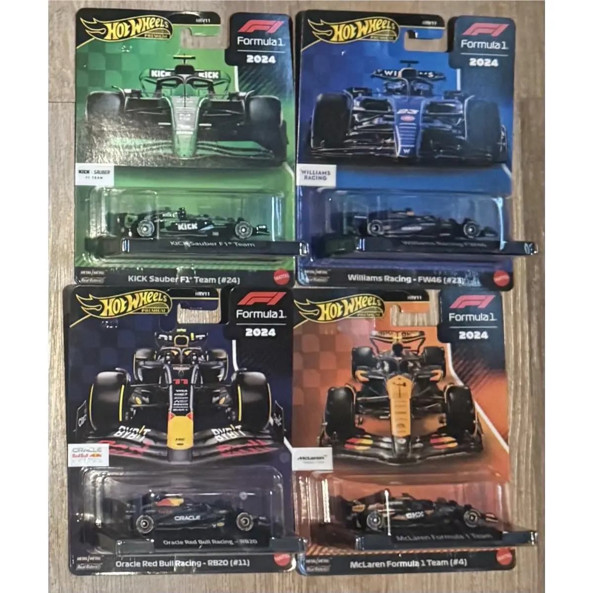 Hot Wheels Premium 2025 F1 Kick /mclaren / Williams / Red Bull Team Set of 4